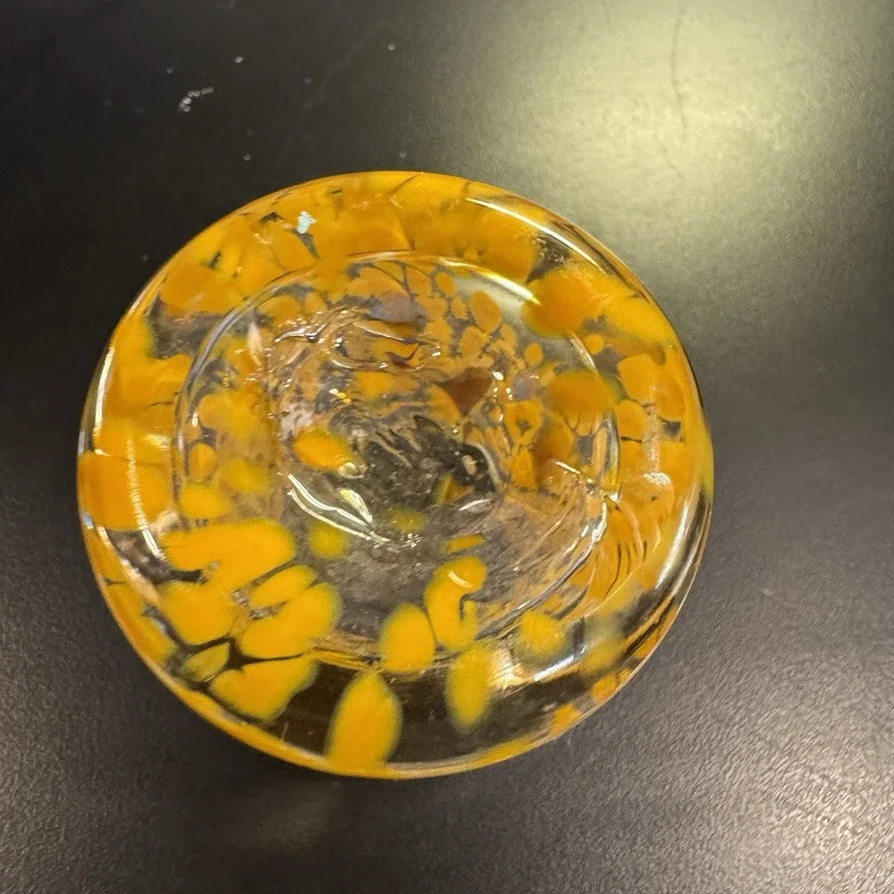 Orange Candle‎ Holder Confetti Stemless Glasshouse Studio Art Glass